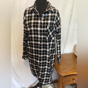 Cecico Size Small Black and White Flannel Dress Fall Autumn Whimsigoth Western